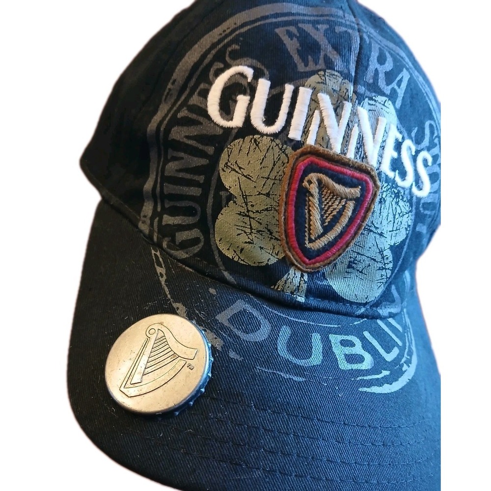 Guinness Extra Stout Dublin Black Baseball Cap Hat with Built-in Bottle Opener - Picture 4 of 9